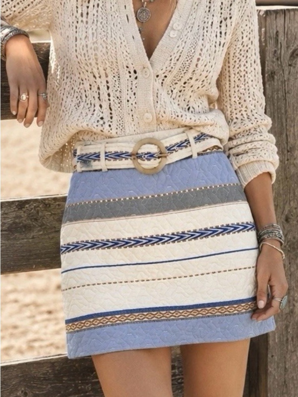 INTERMIX Embroidered Tapestry Mini Skirt Western Boho Size 10